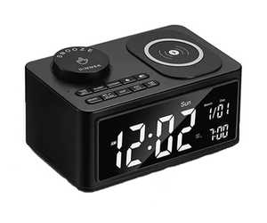 Wireless Charger Bluetooth Speaker Dual Alarm Clock  With LED Display